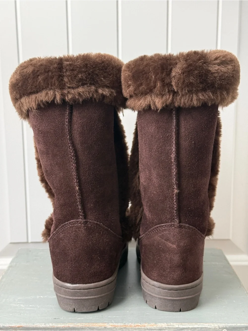 Style & Co Women’s Brown Suede Faux Fur Cold Winter Boots Size 6